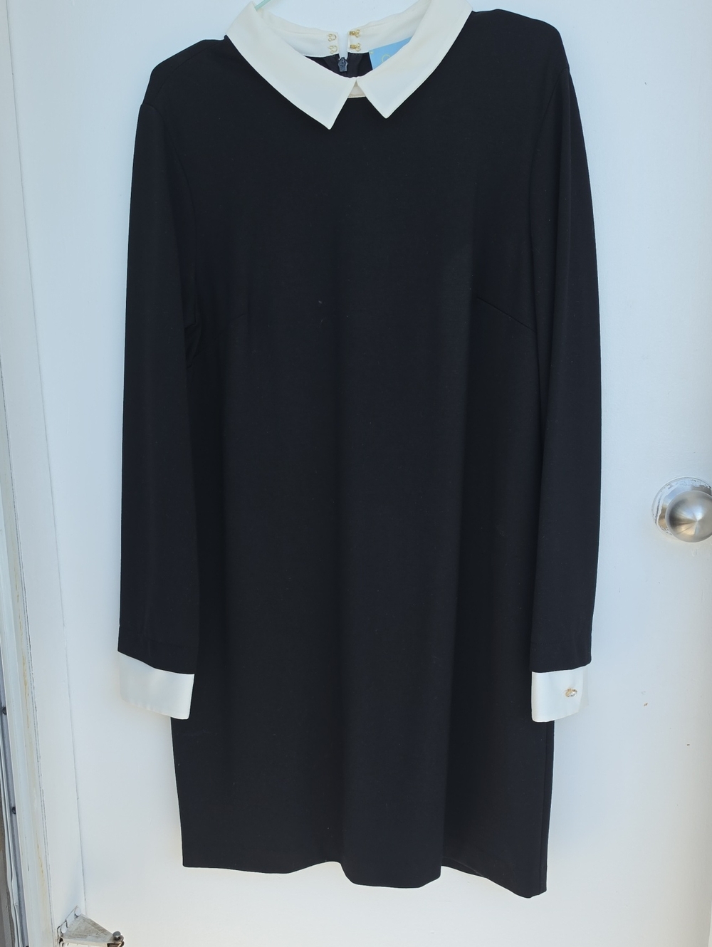 CeCe by Cynthia Steffe Collared Long Sleeve Mini Dress Black White, Sz.12